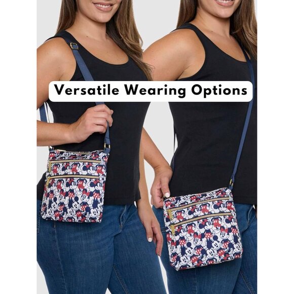 Chic Mickey & Minnie Mouse Navy Nylon Crossbody Purse with Adjustable Strap - Picture 4 of 9